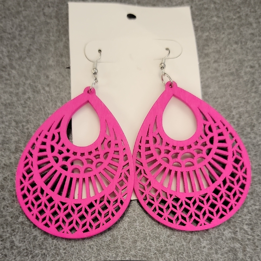Fashion Jewelry Pink Teardrop Earrings
